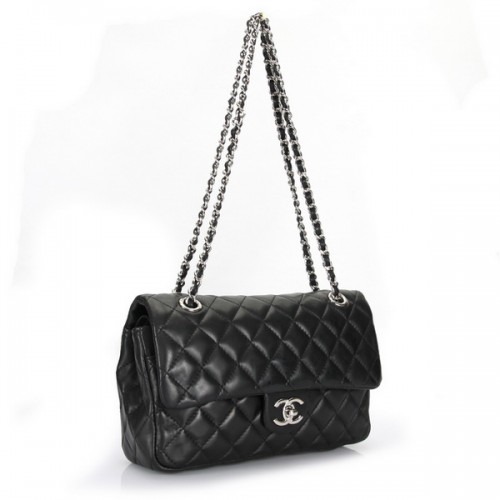 Chanel Sac à rabat classique en cuir d'origine A1112 Noir