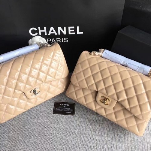 Chanel Sac à rabat classique en cuir d'origine A1113 Abricot