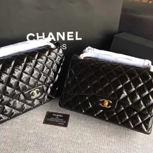 Chanel Sac à rabat classique en cuir d'origine A1113 Noir