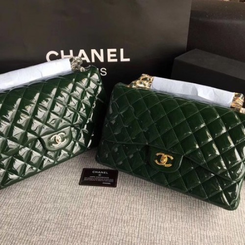 Chanel Sac à rabat classique en cuir d'origine A1113 Vert