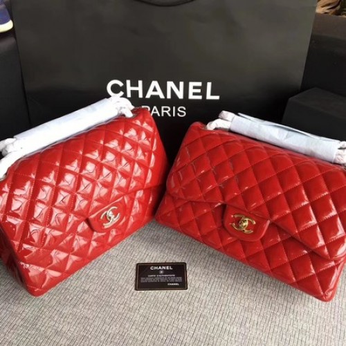 Chanel Sac à rabat classique en cuir d'origine A1113 Rouge