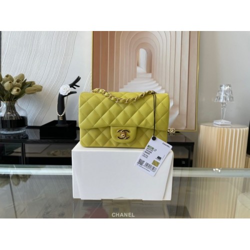Chanel Sac à Rabat Classique Cuir de Mouton Original A1116 citron&Métal Doré