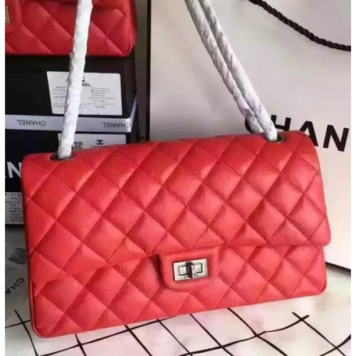 Chanel Classic Flap Bag Rouge Original Cuir CHA8575 Argent