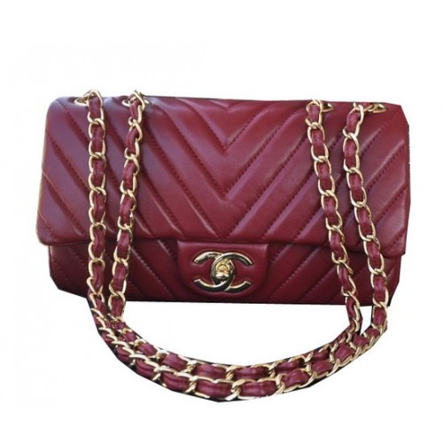 Chanel Sac à rabat classique en cuir de mouton A92516 Bordeaux