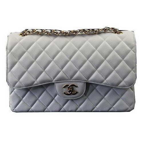 Chanel Sac à Rabat Classique Blanc Cannage Motif CF1113 Doré