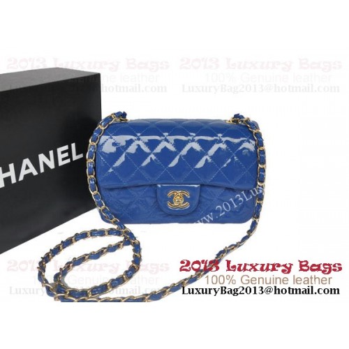 Chanel Classic Flap Bags Cuir verni d'origine bleu A1116 Or