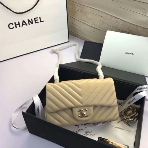 Chanel Classic Flap Bags Camel Original en cuir de mouton 1116 Or