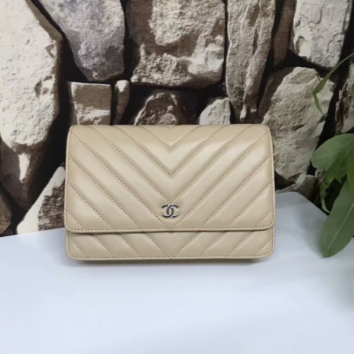 Chanel Classic Flap Bags Camel Original en cuir de mouton 33815 Argent