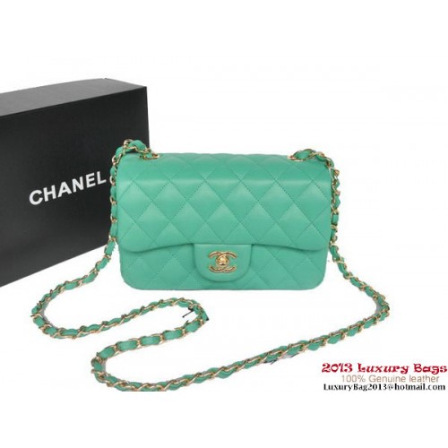 Chanel Classic Flap Bags Vert Cuir de mouton d'origine A1116 Or