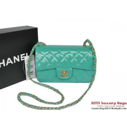 Chanel Classic Flap Bags Cuir verni d'origine vert clair A1116 Or