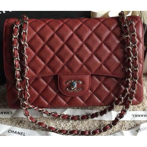 Chanel Classic Flap Bags Cuir Caviar Original A1113 Bordeaux