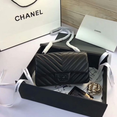 Chanel Classic Flap Bags Cuir de mouton d'origine 1116 Noir