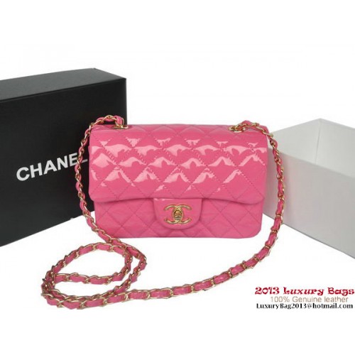 Chanel Classic Flap Bags Rose Cuir verni d'origine A1116 Or