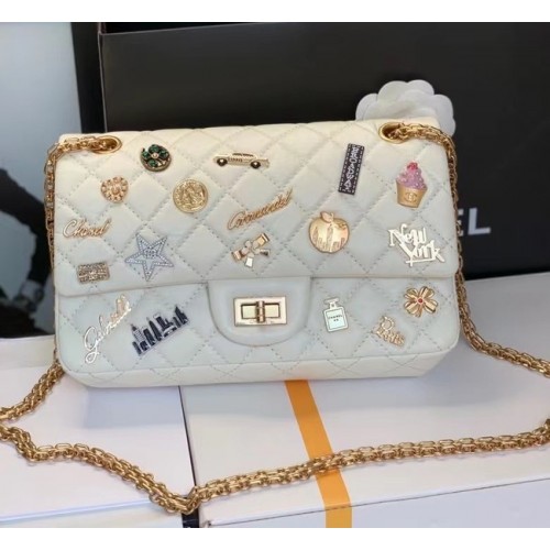 Chanel Classic Flap Sac à bandoulière Original en cuir de mouton AS30225 blanc