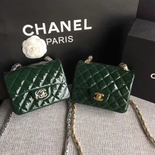 Chanel Mini sac à rabat classique cuir d'origine A1115 vert