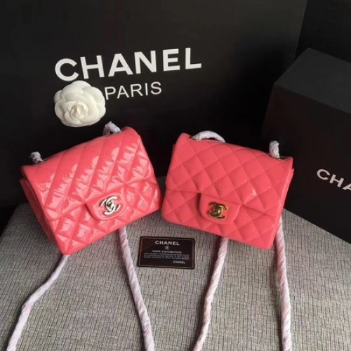 Chanel Mini sac à rabat classique cuir d'origine A1115 rose