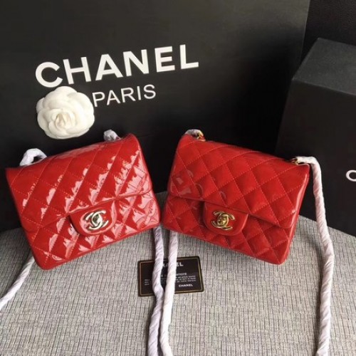 Chanel Mini sac à rabat classique cuir d'origine A1115 rouge