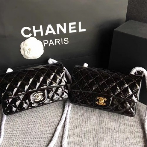 Chanel Mini sac à rabat classique cuir d'origine A1117 noir