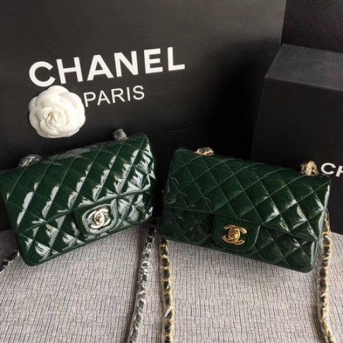 Chanel Mini sac à rabat classique cuir d'origine A1117 vert