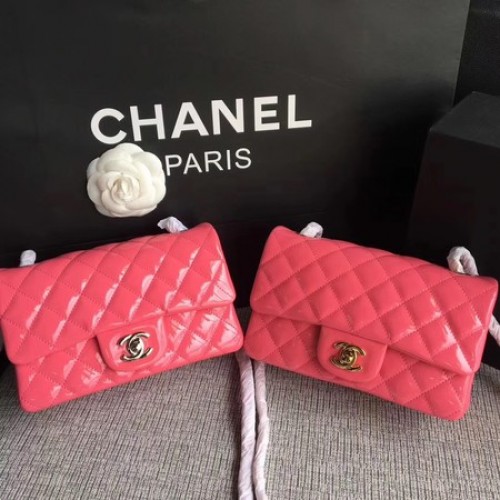 Chanel Mini sac à rabat classique cuir d'origine A1117 rose