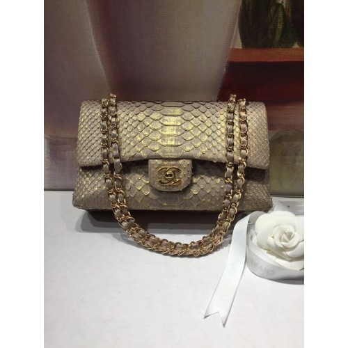 Chanel Sac à Main Classique Python Métal Doré A01112 or