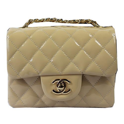 Chanel Classic MINI Flap Bag Abricot Original Cuir Verni CF1115 Or