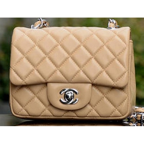Chanel Classic MINI Flap Bag Abricot Mouton A37585 Argent