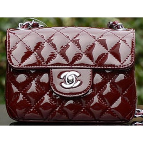 Chanel Classic MINI Flap Bag Royal Patent Leather A1115 Argent