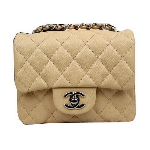 Chanel Classic MINI Flap Bag CF1115 Abricot Cannage Motif Argent