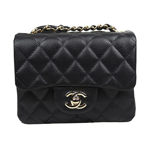 Chanel Classic MINI Flap Bag CF1115 Noir Cannage Motif Or