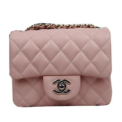 Chanel Classic MINI Flap Bag CF1115 Rose Motif Cannage Argent