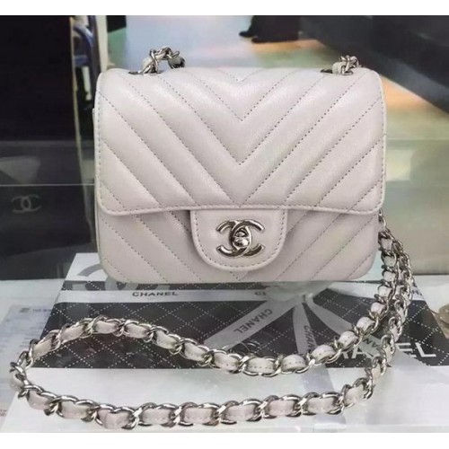 Chanel Classic MINI Sac à Rabat Cannage Motif Cuir A8171 Gris
