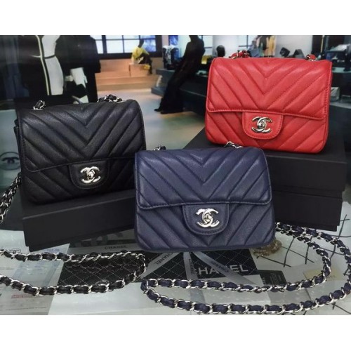 Chanel Classic MINI Flap Bag Chevron Caviar Cuir V8171