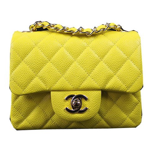 Chanel Classic MINI Flap Bag Lemon Cannage Pattern CF1115 Or