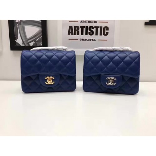 Chanel Classic MINI Flap Bag Cuir de mouton d'origine A1115 Bleu