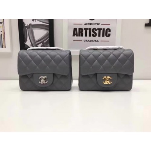 Chanel Classic MINI Flap Bag Cuir de Mouton Original A1115 Gris