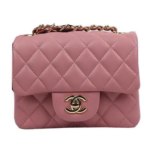 Chanel Classic MINI Flap Bag Rose Original Cuir de Mouton CF1115 Or
