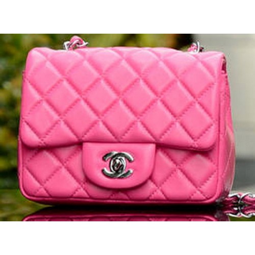 Chanel Classic MINI Flap Bag Rose Mouton A37585 Argent