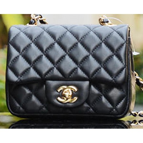 Chanel Classic MINI Sac à rabat en cuir de mouton A1115 Noir