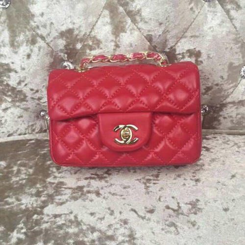 Chanel Classic MINI Sac à rabat en cuir de mouton A1115 Rouge