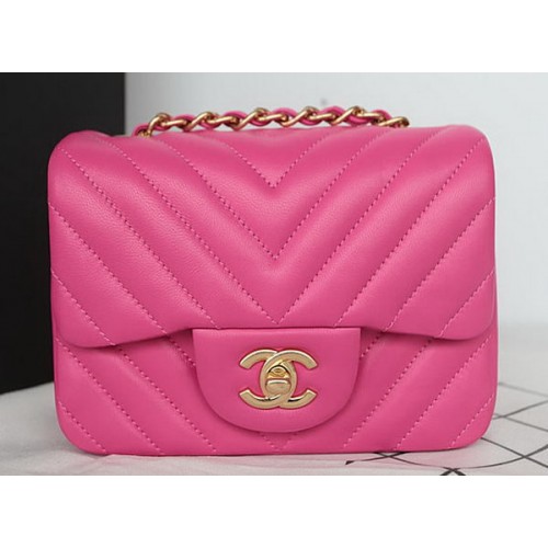 Chanel Classic MINI Sac à rabat en cuir de mouton A1115 Rose