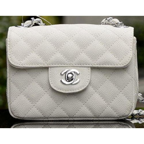 Chanel Classic MINI Flap Bag Blanc Cannage Motif A1115 Argent