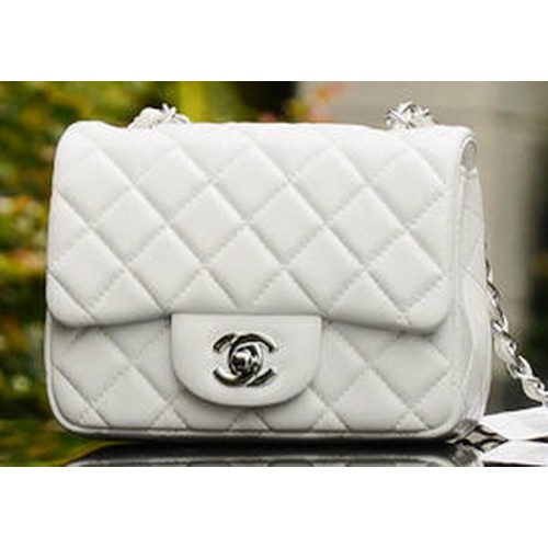 Chanel Classic MINI Flap Bag Blanc Mouton A37585 Argent