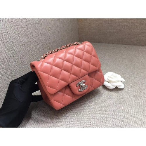 Chanel Classic MINI Flap Bag original en cuir de mouton A1115 chaîne en argent rose