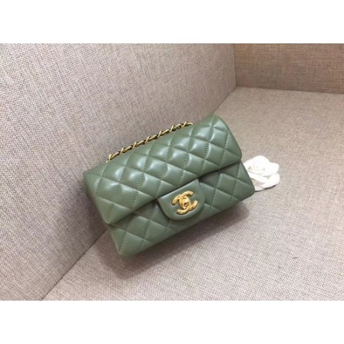 Chanel Classic MINI Flap Bag cuir de mouton original A1116 chaîne en or vert