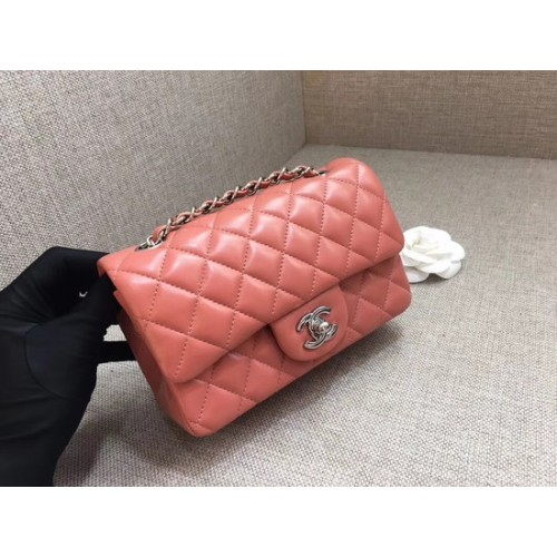 Chanel Classic MINI Flap Bag original en cuir de mouton A1116 chaîne en argent rose