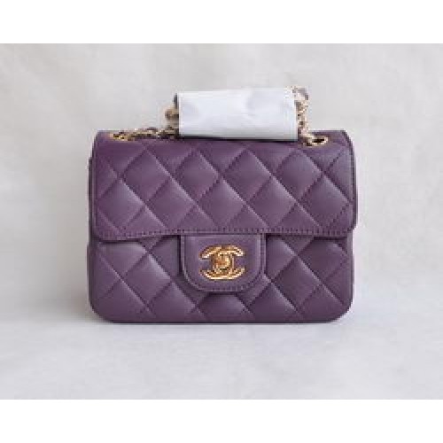 Chanel Classic Purple Lambskin Golden Chain Sac à rabat matelassé 1115