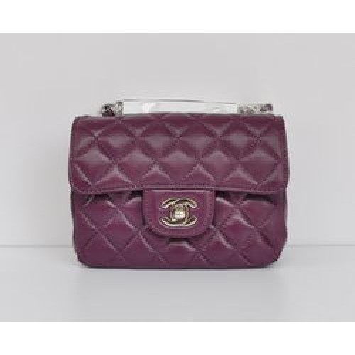 Chanel Classic Purple Lambskin Silver Chain Sac à rabat matelassé 1115