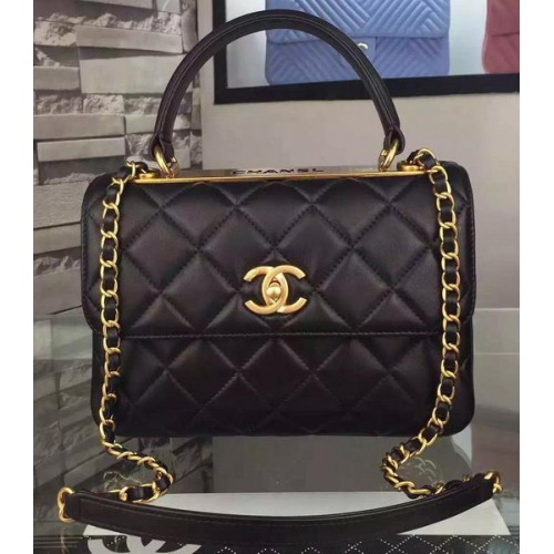 Chanel Classic Top Flap Bag Noir Original Cuir A98079 Or