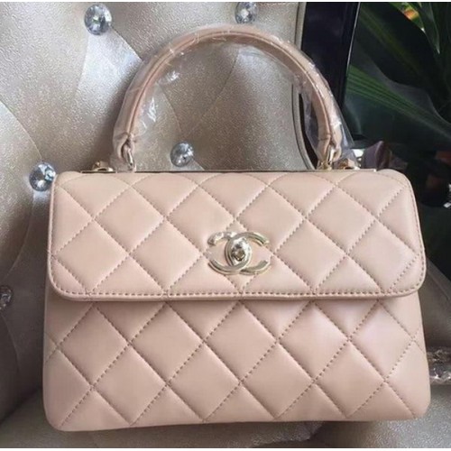 Chanel Sac à rabat classique en cuir de mouton d'origine A92236 Abricot